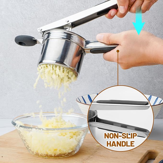 15oz Potato Ricer Heavy Duty Stainless Steel 3 Interchangeable Discs Potato Masher Spaetzle Maker with Silicone Handle, Ricer Kitchen Tool Perfect Ricer for Mashed Potatoes for Kitchen