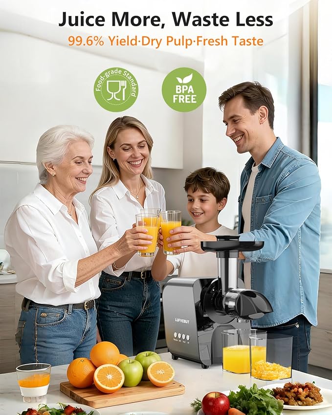 Cold Press Slow Juicer for Fruits & Vegetables Celery Carrot Ginger, Masticating Juicer Machine Soft Hard Mode, Reverse Function,250W Motor, Easy To Clean, Fresh Orange Juice Extractor
