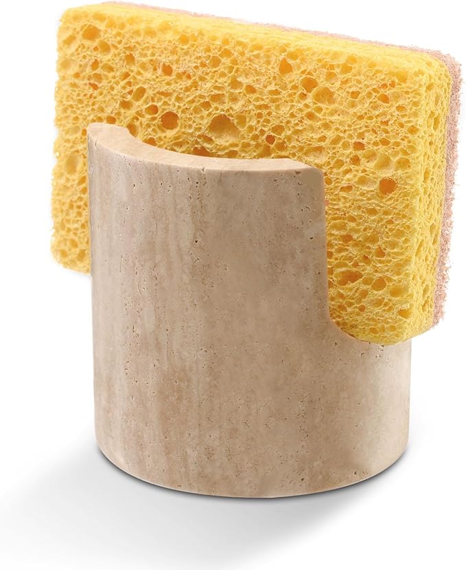 Natural Marble Travertine Sponge Rack, Beige Sink Storage Rack Suitable for Kitchen Countertops, Drying Rack, Sink Organizer