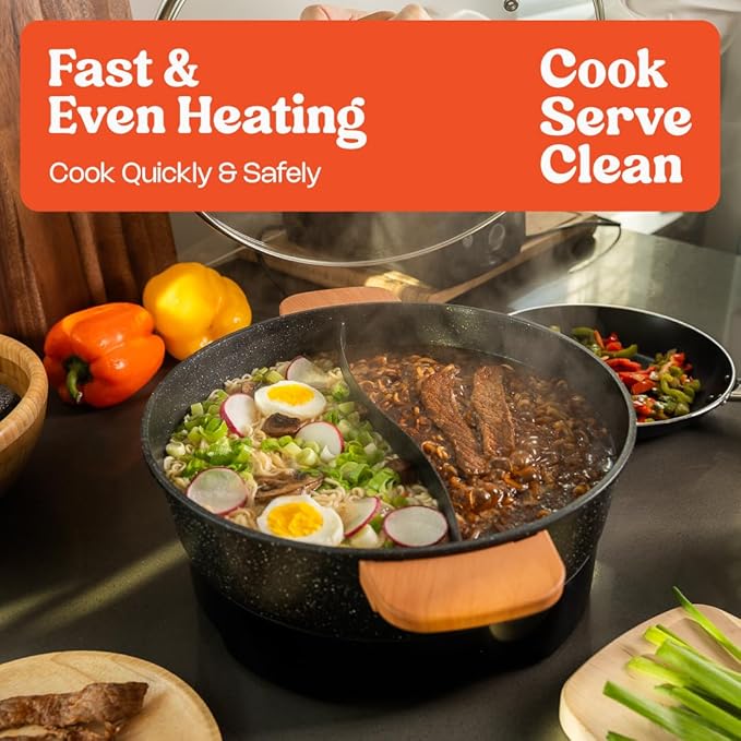Hot Pot Electric - Portable Electric Hot Pot Cooker - Hot Pot Electric with Divider - Chinese Hot Pot, Shabu Shabu Hot Pot - Versatile Hot Pot Cookware - Hot Pot by Rolka