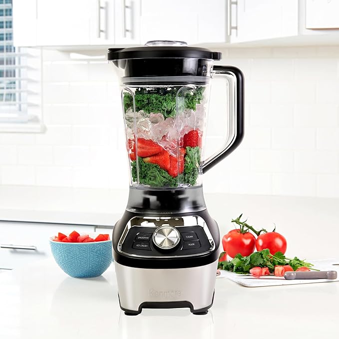 Kenmore Countertop Blender – Electric Mixer for Smoothies, Ice Crush & Pulse Function, Heavy Duty Tritan plastic Pitcher licuadora With 6 Speed, Kitchen Appliance, Dishwasher-Safe Jar, Black