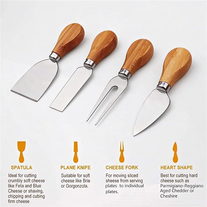 Charcuterie Boards Cheese Board:Charcuterie Boards Gift Set with 4 Cheese Knives,Charcuterie Board Set Suitable for Holiday Gift, Wedding Gift, Housewarming Gift