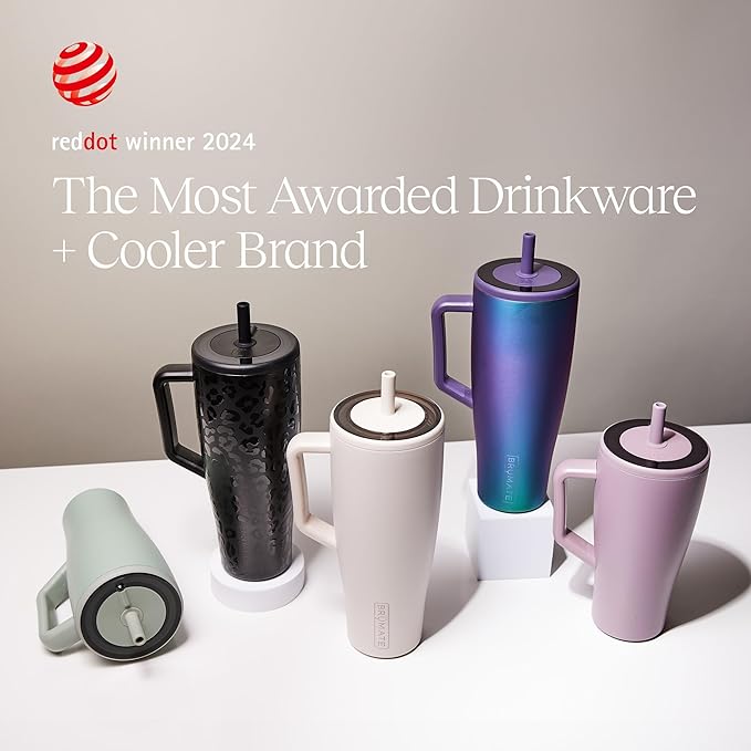 BrüMate Era 40 oz Tumbler with Handle & Straw | 100% Leakproof Insulated Water Bottle Tumbler with Lid & Flexible SoftSip Straw | Made of Stainless Steel | Cup Holder Friendly | 40oz (Prickly Pear)