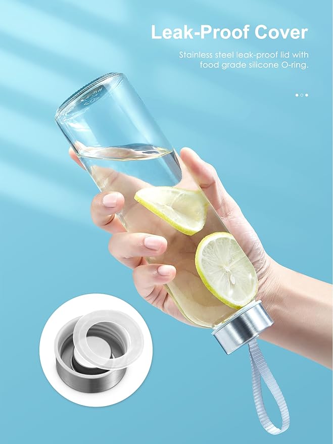 QCen 800W Juicer Machine Rose Gold and 6PCS Glass Bottle Bundle
