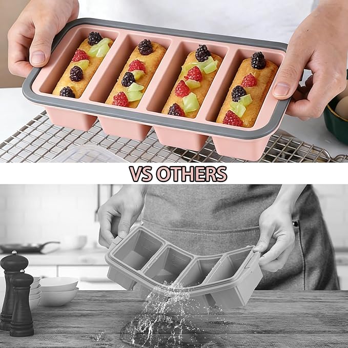 Silicone Soup Freezer Molds for Food, 1/2 Cup Silicone Freezer Trays with Lid for Meal Prep、Frozen Soup、Sauce and Broth, Large Ice Cube Tray - Set of 2
