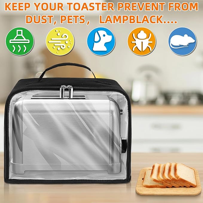 Toaster Cover 2 Slice with Aluminum Foil Lining and Base Compatible with Cuisinart/BELLA/Black and Decker,Cover only