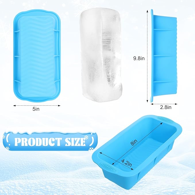 Honeydak 8 Pcs Ice Block Mold 2.4lb Large Ice Cube Molds Reusable Silicone Cold Plunge Bath Accessories for Cold Water Bath or Cooler(Blue)