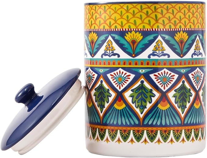 Bico Havana Ceramic Air Tight 9 inch Cookie jar, for holding coffee, powder, tea, spices, Microwave and Dishwasher Safe