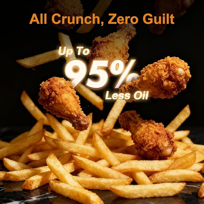 Fullwill Air Fryer with Viewing Window 6QT,12 Cooking Presets,AirFry,Roast,Bake,Reheat,Dehydrate, 1700W Fast Even Heating, Max 400°F, Nonstick Basket Dishwasher Safe,for Families and Party