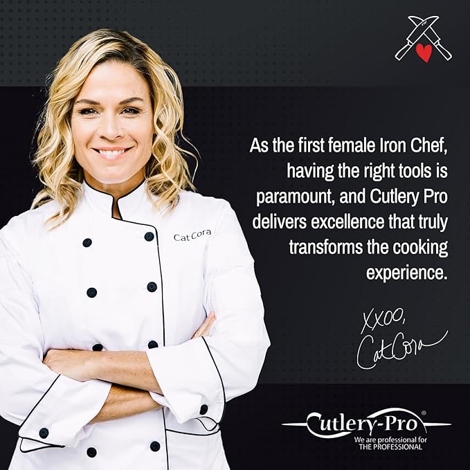 Cutlery-Pro Cat Cora Forged Chef Knife, Professional 8-Inch German Steel Blade For Produce, Meat, Herb Cutting, Ergonomic Triple-Rivet Handle, NSF-Certified Kitchen Knife