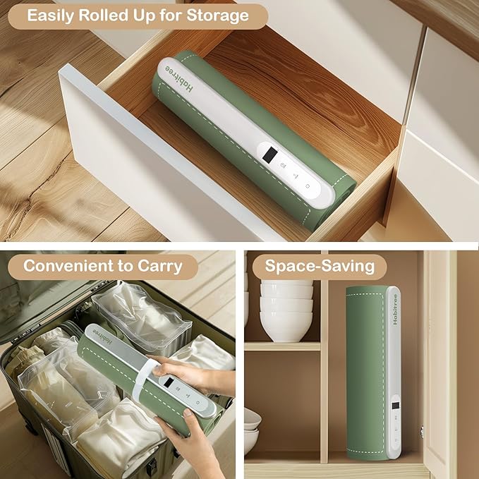 3-Pack Silicone Food Warming Mat & Food Warmers for Parties Buffet - Rapid Heating 6-Level Temp Control, Rollable Portable Easy Clean - Value Set for Gatherings & Home Daily Use（Green）
