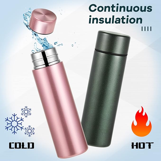 Irenare 5oz Mini Water Bottle Mini Insulated Stainless Steel Bottle Purse Water Bottle Cute Leak Proof Flask Keeps Drink Cold and Hot for Purse Women(Pink, Green,2 Pieces)