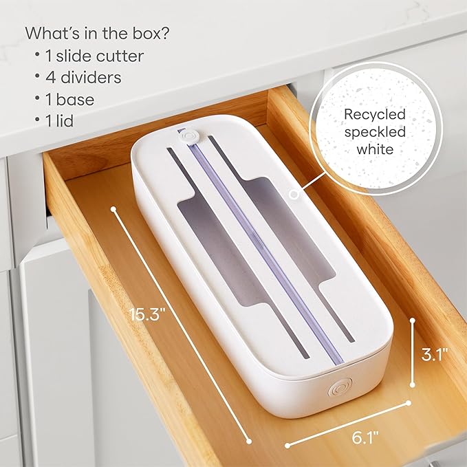 YouCopia StoraRoll Wrap Dispenser 2-in-1, Drawer Organizer for Foil, Plastic Wrap, Parchment and Wax Paper with Safety Cutters and Labels for Kitchen Organization