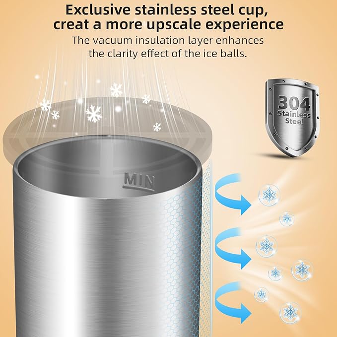 Clear Ice Cube Maker, 2" Clear Ice Ball Maker for Old Fashioned Whiskey lover, Bourbon, Whiskey, Cocktail Funny Gifts for Men on Birthday or Holiday, Easy-Release Stainless Steel Ice Mold(2Pack)
