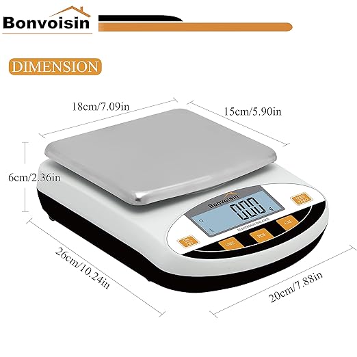 Bonvoisin Lab Scale 2000g x 0.01g Digital Precision Analytical Balance 10mg High Precision Electronic Balance Jewelry Scale Kitchen Scale Scientific Scale Laboratory Scale Balance (2000g x 0.01g)