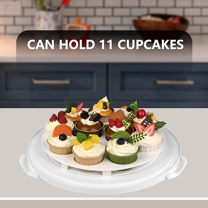 Round Cake Carrier Box with Lid and Handle, Transportation Insulated Bag for Cakes, Cupcakes and Pies, Triple Locking Design for Safe Transportation (Purple, 12 * 12 * 7.9 Inch)
