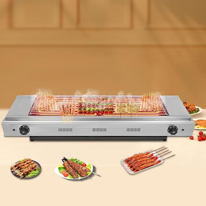 3000W Electric Griddle - Smokeless BBQ Grill with Temperature Control, Portable for Outdoor/Indoor Use (Silver, 31" Cooking Surface)