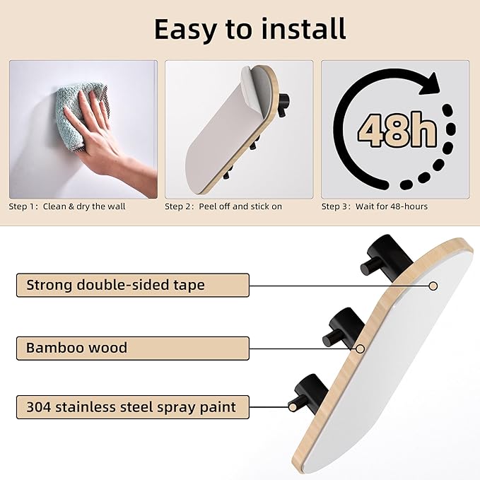 Kayqi 304 Stainless Steel Modern Large Hooks, Suitable for Various scenarios Such as bathrooms, Kitchens, bedrooms, Offices, etc. (Set of 2) (Black)