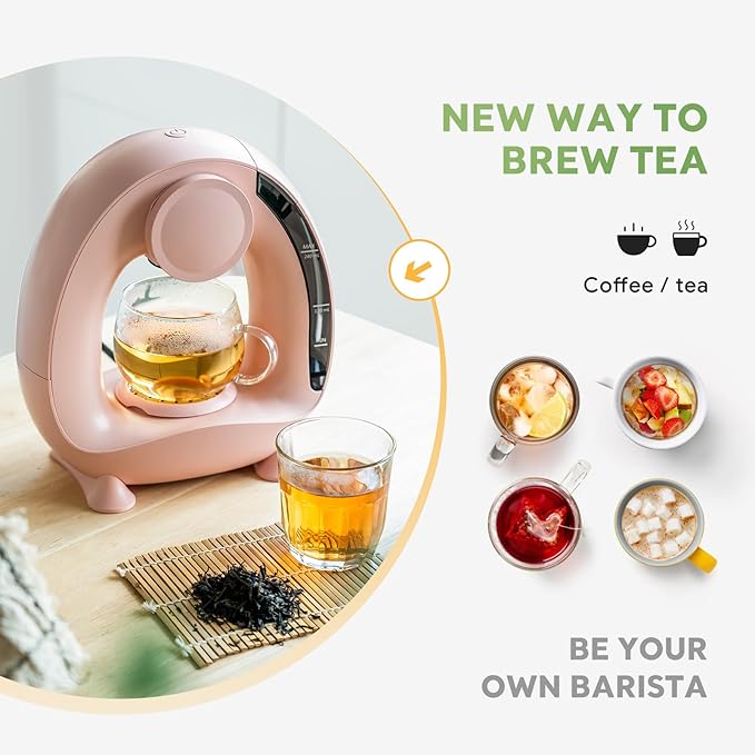 BENFUCHEN Pod and Grounds Single-Serve Coffee Maker, 2 in 1 One Cup Coffee Machine Compatible with K-Cup Pod & Coffee Grounds/Tea, Compact Design, 4-8oz, Pink