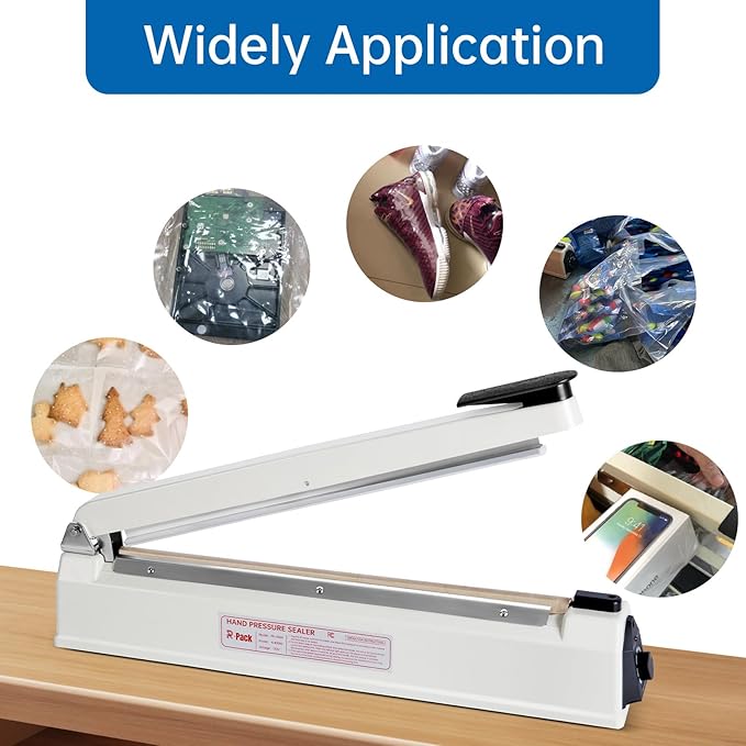 Impulse Heat Sealer with Seal bar, Heavy-Duty Bag Sealing & Cutting Machine, 2 Extra Replacements（Purple, 8inch）