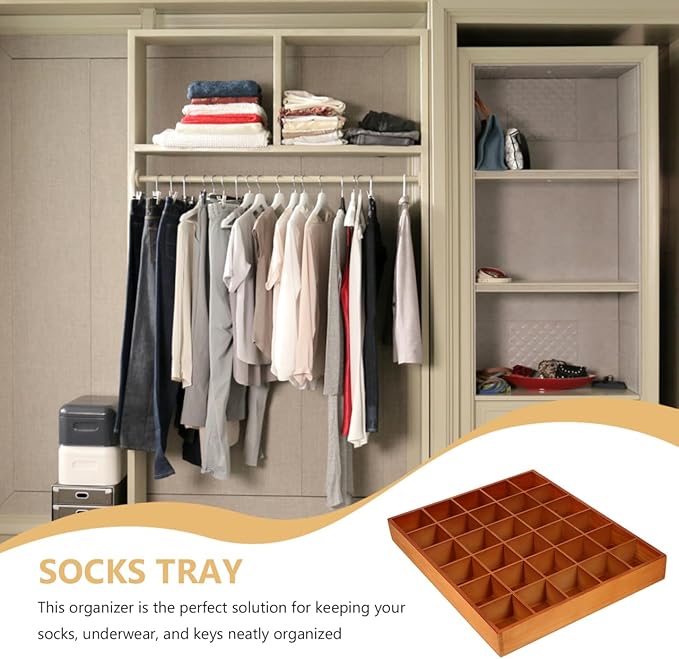 ULTECHNOVO Wooden Sorting Tray Grid Display Wood Divided Organizer Brown Finished Section Box (30 Compartments,15. 72x13. 17x1. 97 Inch Each Tray)