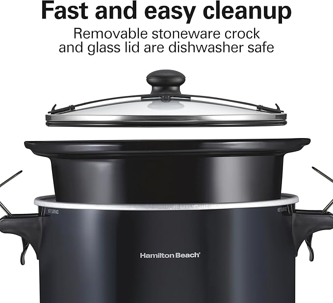 Hamilton Beach Slow Cooker, Extra Large 10 Quart, Stay or Go Portable With Lid Lock, Dishwasher Safe Crock, Black (33195)