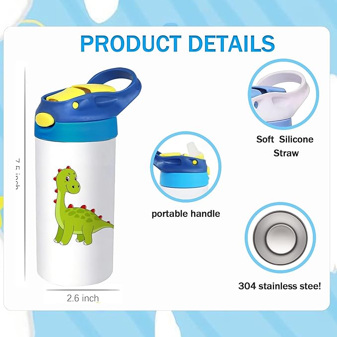 Sublimation Tumbler,25 PACK 12oz Stainless Steel Sublimation Sippy Cup,Double Wall Insulated Kids Tumbler with Handle,Spill Proof lid,Silicone Bottoms,for Water,Drinks (25, 12OZ)