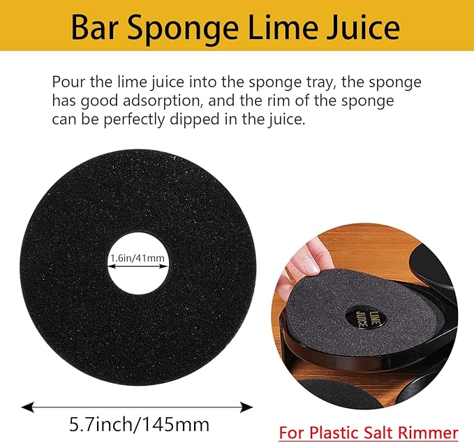 2Pcs Bar Salt Rimmer Sponges TonJin Black Replacement Sponge for Glass Rimmer, Margarita Salter, Lime Juice