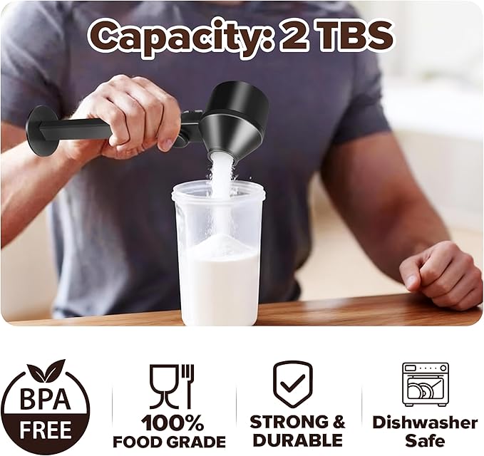 2 Pcs Coffee Scoop & Funnel for Reusable K-Cup Pods, 2Tbsp Dosing Spoon, 51mm Espresso Tamper, BPA-Free PCTG, Dishwasher Safe, Fits Espresso Machines, For Coffee & Protein Powder, Black, 2 Models A&B