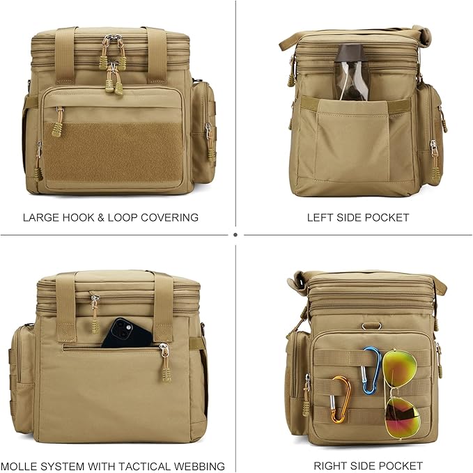 Gafetrey Large Tactical Lunch Box for Men, Insulated Lunch Bag Adult, Thermal Lunchbox Leakproof Waterproof Cooler Bag, Dual Compartment Lunch tote, Large Lunch Pail for Work Office Camping 24L