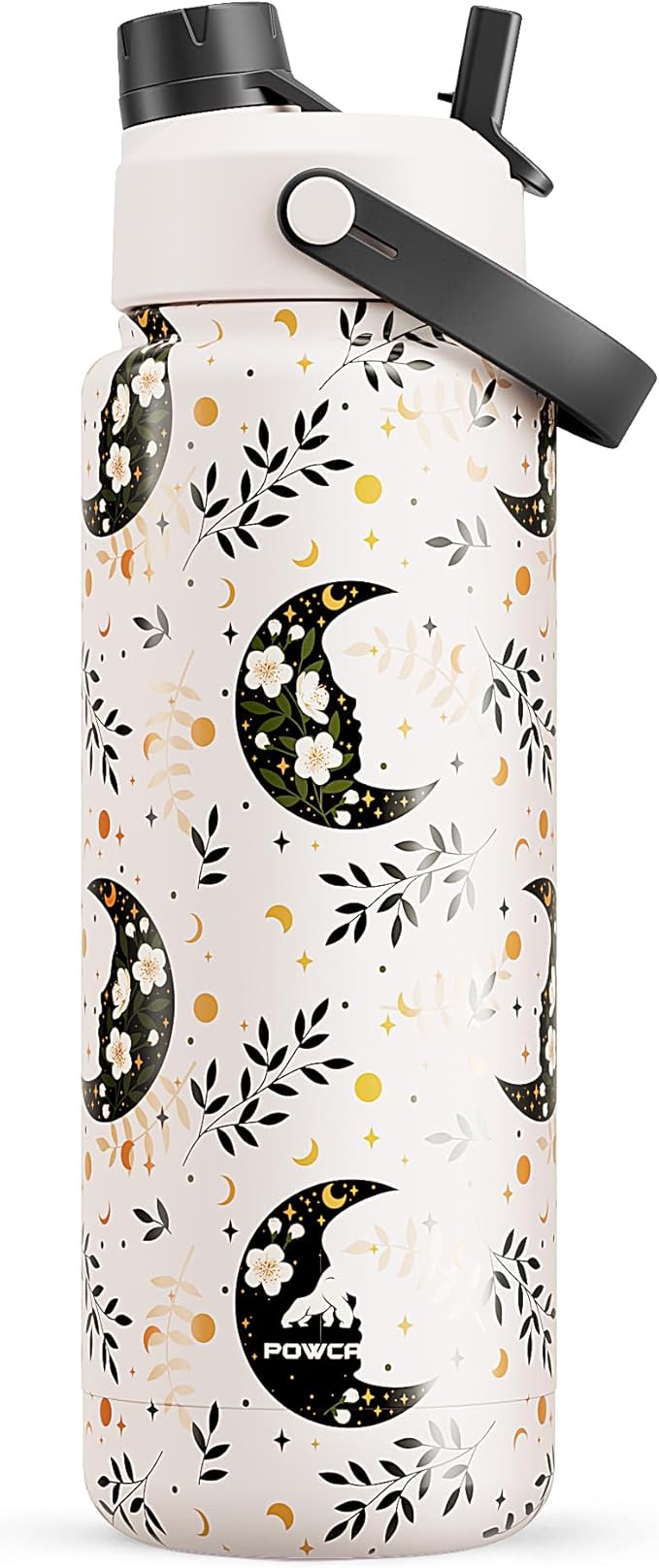POWCAN 32 oz Insulated Water Bottle with 2-in-1 Straw and Spout Lid, Keep Cold 24H, Leak-Proof, BPA-Free, Double Wall Stainless Steel Water Bottle for Sports, Gym, Travel and School (Moonlight Garden)