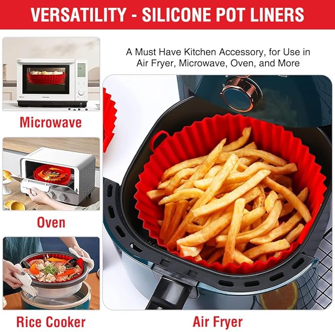 Silicone Liners for Ninja Air Fryer AF101/161/150, Compatible with COSORI/Gourmia/PowerXL/Instant Essentials/Fabuletta/Chefman/Dreo/Ultrean Air Fryer 3-5QT