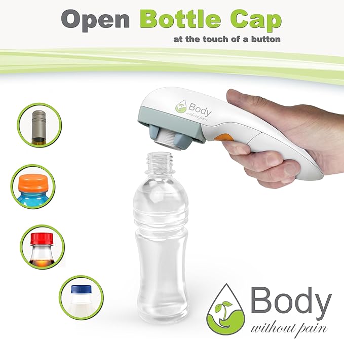 Electric Bottle Opener for Seniors - Automatic Solution for Easy Opening of Water Bottles. Ideal for Weak Hands or Those with Arthritis. Perfect for Soda, Milk, Juice. Battery Powered.