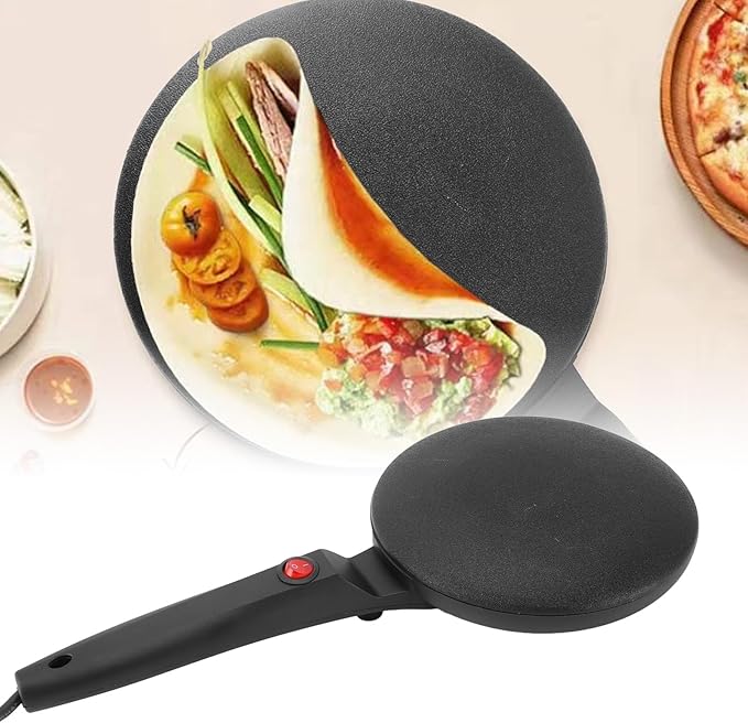 Electric Crepe Maker, Portable Crepe Maker Dipping Plate for Egg Roll Tortilla, On Off Switch, Nonstick Coating and Automatic Temperature Control (US Plug 100‑240V)
