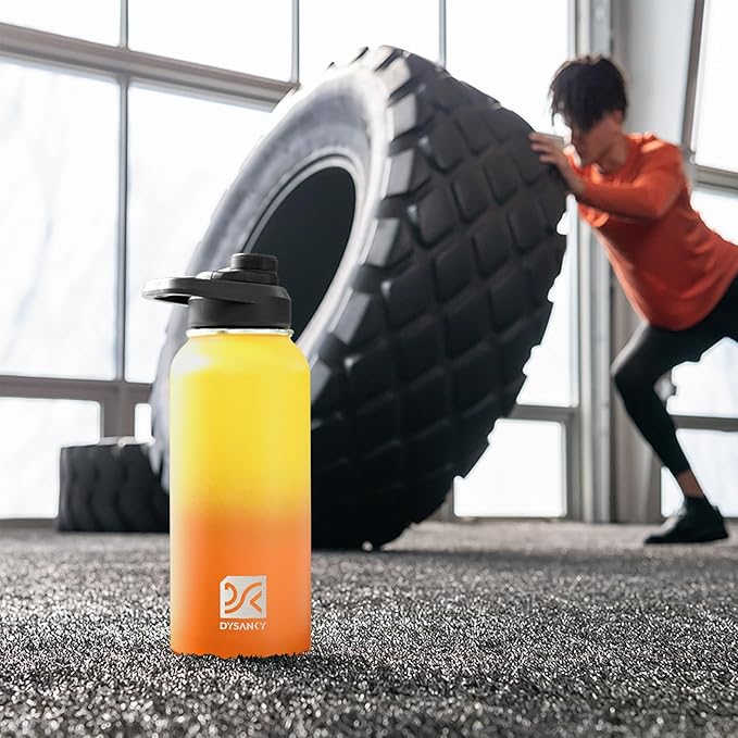 DYSANKY Insulated Water Bottle | Thickened Stainless Steel Vacuum Metal | Portable Sports Water Jug for Gym and Hiking with Straw, Carrier Bag, Handle Strap | BPA-Free 32 oz