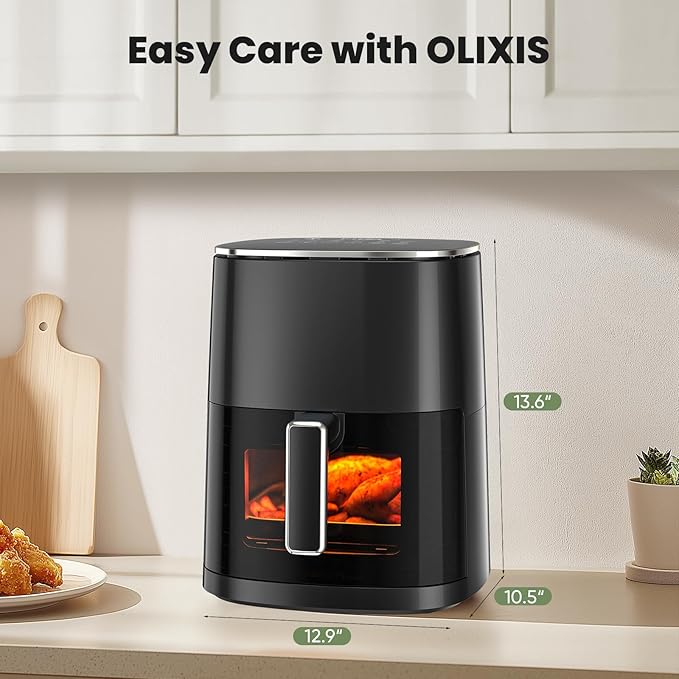 Sweetcrispy 6QT Air Fryer with Window, Square Airfryer Oven 12-in-1 for Family, 400°F Rapid Air Crispy Technology, Roast Bake Dehydrate, Nonstick & Easy-Clean Basket, Black