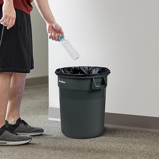 PLASTIC PRINCE 20 Gallon Round Trash Can Container with Lid Gray Plastic Commercial Garbage Bin for Home Garage Restaurants Warehouses