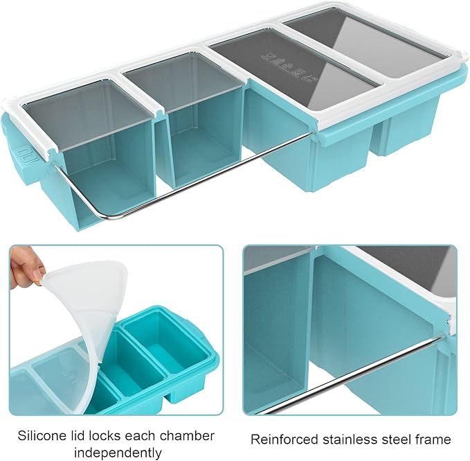 Silicone Freezing Tray with Lid, Large Ice Cube Tray Non-stick Soup Freezer Container with 4 Compartments for Storing and Freezing Soups, Broths, Sauces and Liquid Diets, Oven and Dishwasher Safe…