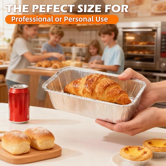 Findful 50 Pack Loaf Pans,2 LB Disposable Aluminum Foil Loaf Pans, 8.5"x4.5"x2.5" Heavy Duty Aluminum Foil Bread Tins Perfect for Banana Bread, Cakes & Meatloaf,Non-Stick, Even Baking, Easy Release