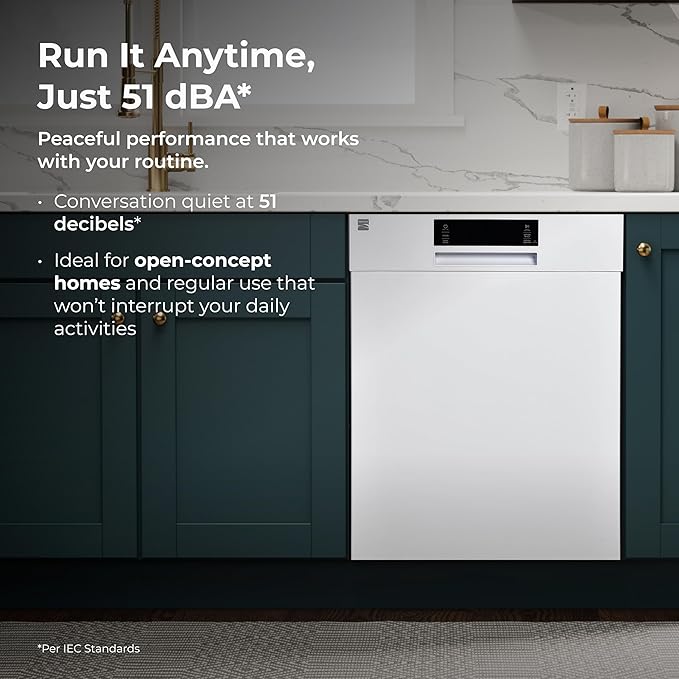 Kenmore 22-14592 24" Built-In Dishwasher - UltraWash, SmartWash, Sanitize Rinse, SmartDry and Leak Detection - 14 Place Settings - 51 DBA - ENERGY STAR Certified - 24" - White