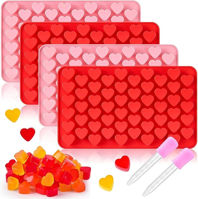 JOERSH Heart Candy Molds Silicone Molds for Hard Candy, Gummy, Chocolate, Ice Cube, Caramel, Jelly, 220 Cavities