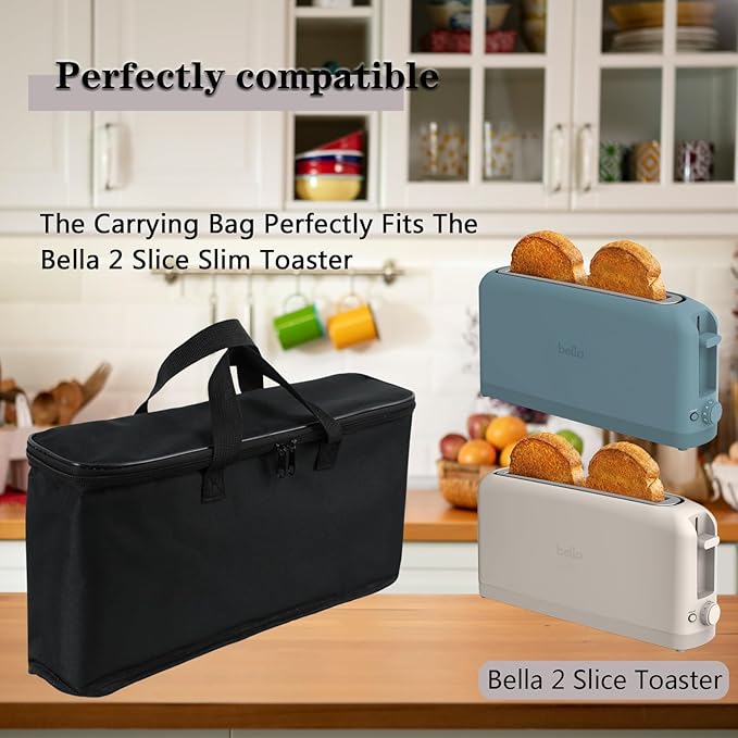 Carrying Bag for Bella 2 Slice Slim Toaster, Heavy Duty Heat-resistant Portable Outdoor Toaster with Pocket Travel Carriering Case Bag Compatible with Bella 2 Slice Slim Toaster