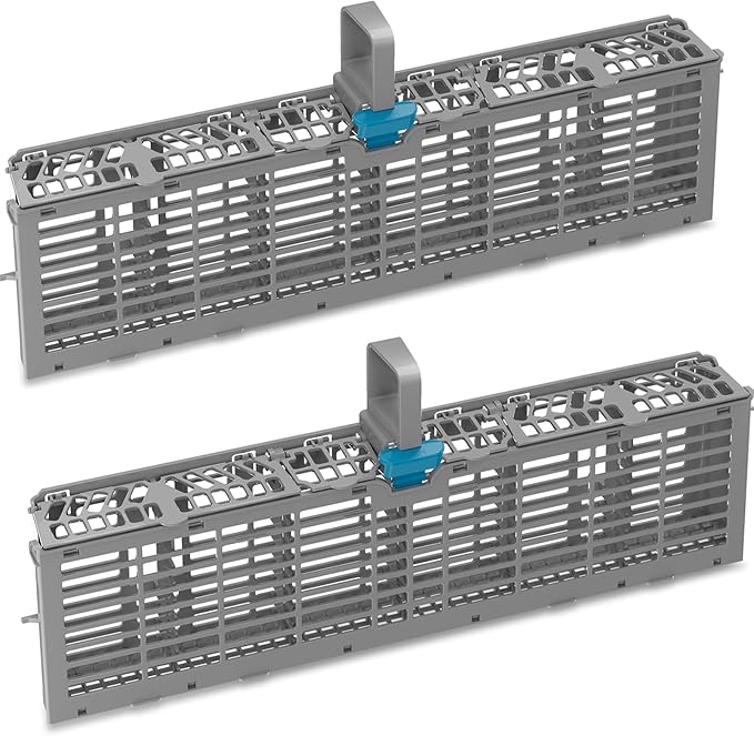 [2 PACK] UPGRADED W11158804 Dishwasher Silverware Basket Compatible with Whirlpool Dishwasher Utensil Basket Silverware Holder for Dishwasher Parts Cutlery Basket Caddy W10629540 WP8562061 W10350340