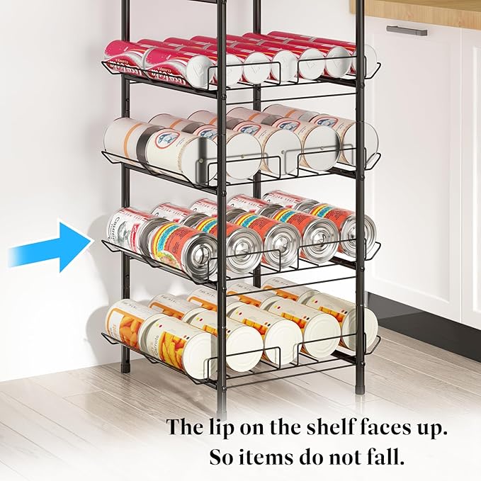 GILLAS 7 Tier Without Wooden Top Water Bottle Storage Rack, Free Standing Vertical Metal,Water Bottle Organizer, Large Capacity Bottled Rack Water Holder Stand for Cabinet Kitchen Party Pantry,Black