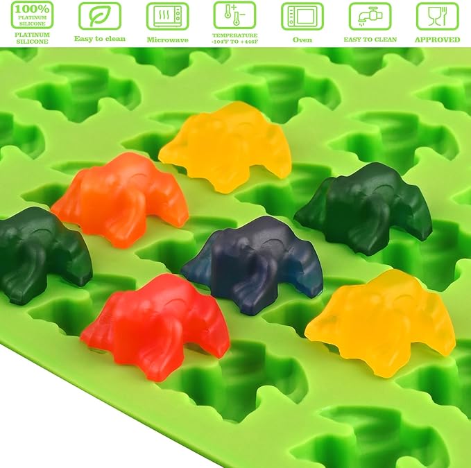 Sakolla Mini Frog Candy Molds, 100 Cavities Silicone Molds for Chocolate, Gummy, and Mints, Set of 2 with 2 Droppers (Green)
