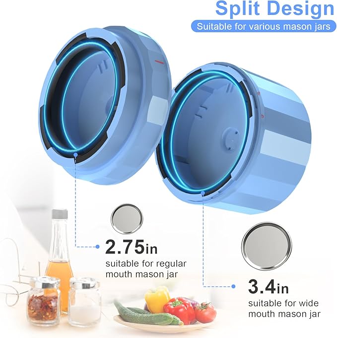 UNERVER M11 Mason Jar Vacuum Sealer - Electric Mason Jar Vacuum Sealer Kit with Wide and Regular Mouth Mason Lids, Jar Vacuum Sealer for Canning Jars, Vacuum Sealing Machine for Food Storage