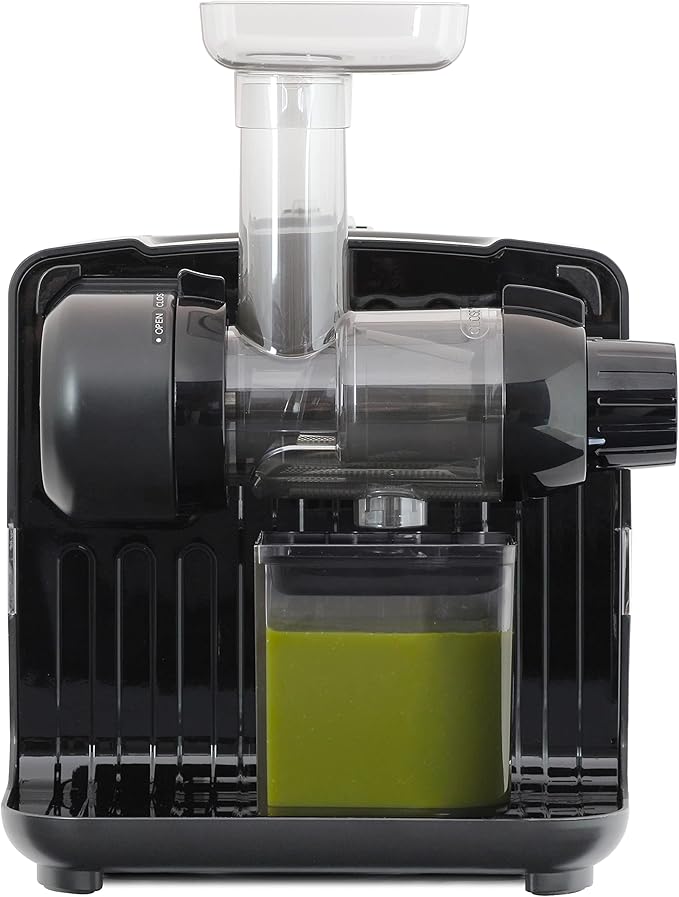 Omega Juicer Cold Press 365 Slow Masticating Vegetable and Fruit Juice Extractor and Nutrition System Makes Nut Milks Baby Food and Sorbets, 80-RPM Slow Juicer with On-Board Storage, 200-Watts, Black