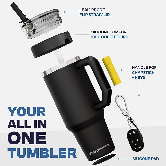 Thicc Buddy - 40 oz Stainless Steel Vacuum Insulated Tumbler with Lid and Straw for Water - Travel Mug Cupholder Friendly - Gifts for Women Men Him Her (Teal Glitz)