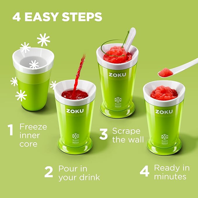 ZOKU Original Slush and Shake Maker, Slushy Cup for Quick Frozen Homemade Single-Serving Slushies, Fruit Smoothies, and Milkshakes in Minutes, BPA-free, Red