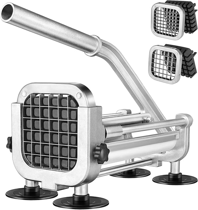 French Fry Cutter, Ruooson Professional Potato Cutter Slicer with1/2 In & 3/8 In Stainless Steel Blades, Great for Whole Potatoes Carrots Cucumbers.